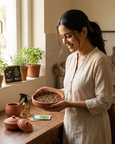 Kavitha Subramaniam enjoying cookware